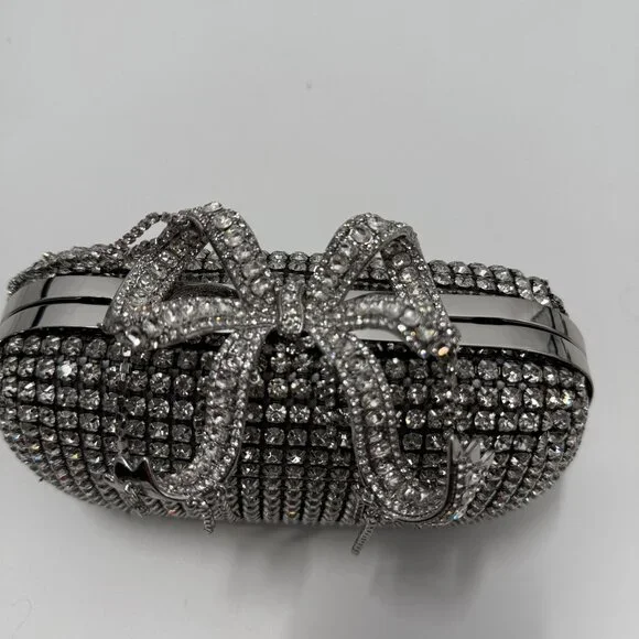 Self-Portrait Crystal Embellished Clutch With Bow Detail - Picture 7 of 13